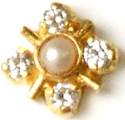 Nose Pin with CZ and  Pearl