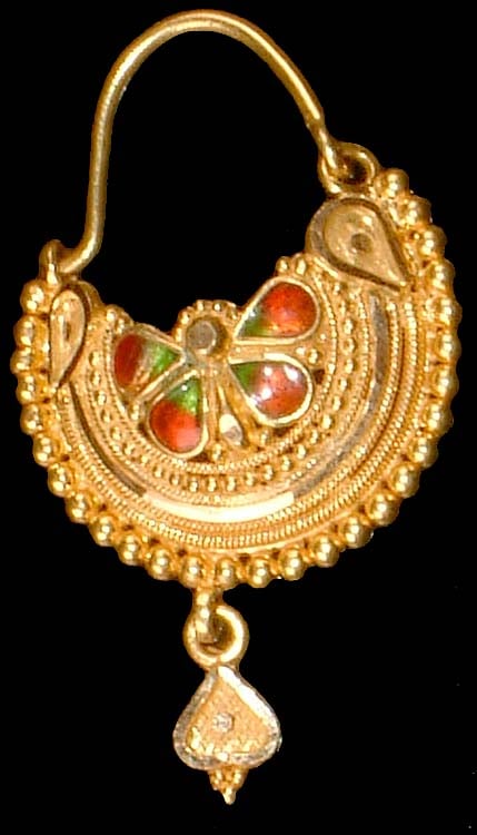 Nose Ring with Meenakari and Dangle