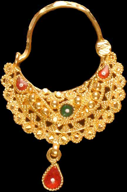 Nose Ring with Traditional Meenakari
