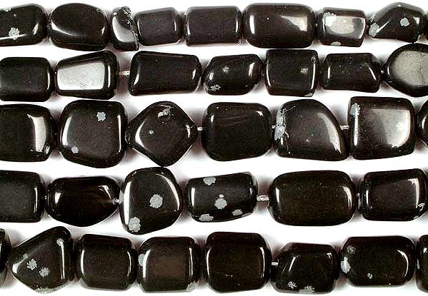 Obsidian Snow Flake Plain Tumbles | Gemstone Beads