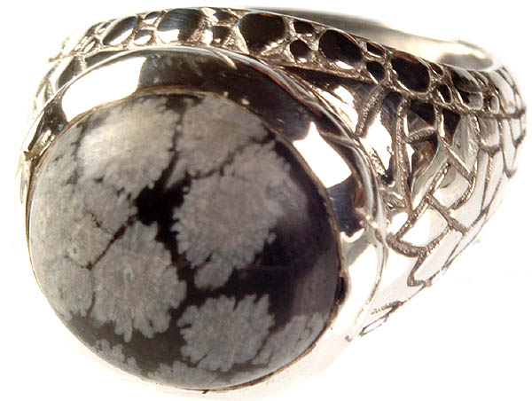 Obsidian Snow Flake Ring