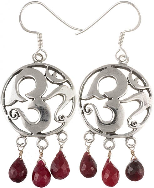 The Sure Way To Success (OM (AUM) Earrings with Ruby Dangles)