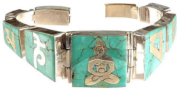 Om Mani Padme Hum Bracelet with Central Buddha