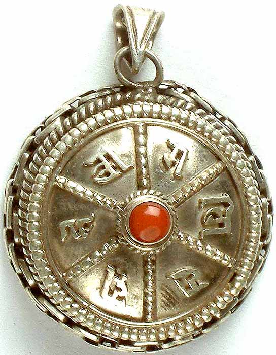 Om Mani Padme Hum (Gau Box Pendant with Central Coral)