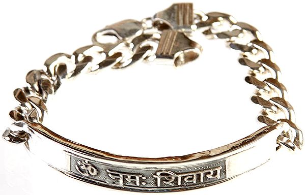 Om Namah Shivai Sterling Chain Bracelet