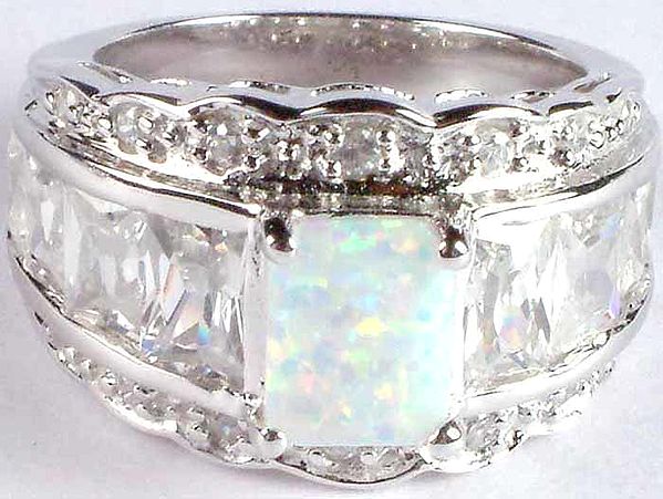 Opal Ring with Zircon