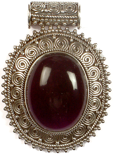 Oval Amethyst Pendant With Spirals