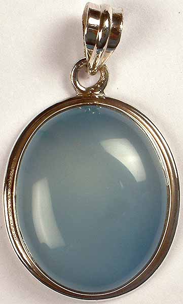 Oval Blue Chalcedony Pendant