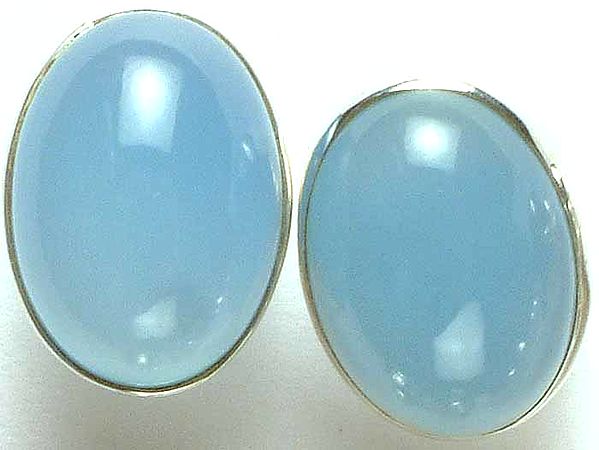 Oval Blue Chalcedony Tops