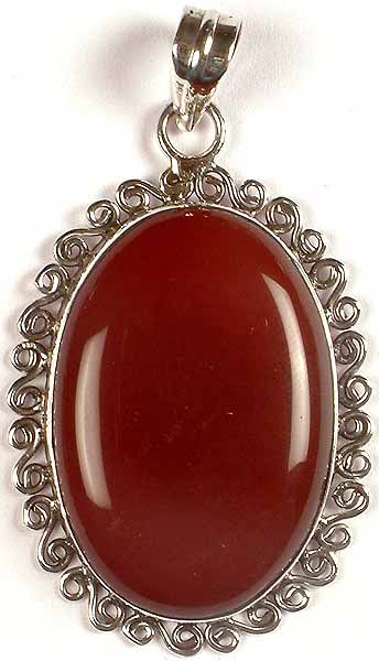 Oval Carnelian Pendant with Spiral Border