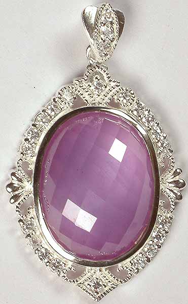 Oval Faceted Cubic Zirconia Pendant
