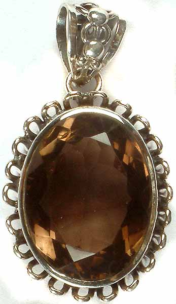 Oval Faceted Smoky Quartz Pendant