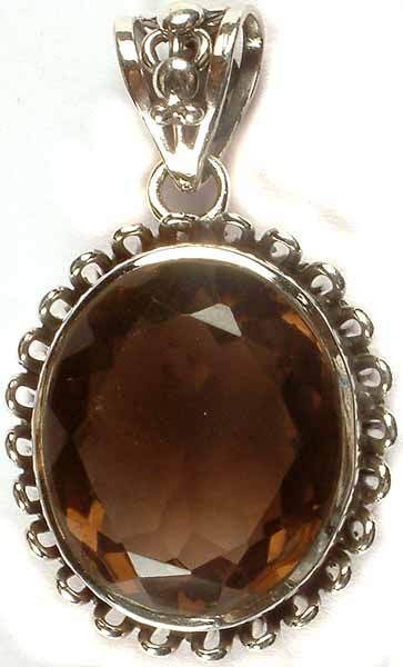 Oval Faceted Smoky Quartz Pendant