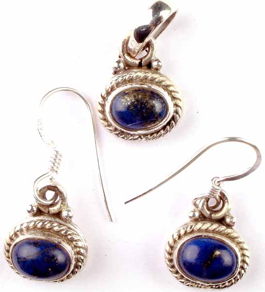 Oval Lapis Lazuli Pendant & Earring Set
