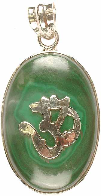 Oval Malachite Pendant with Om