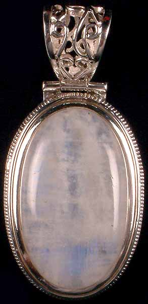 Oval Rainbow Moonstone Pendant