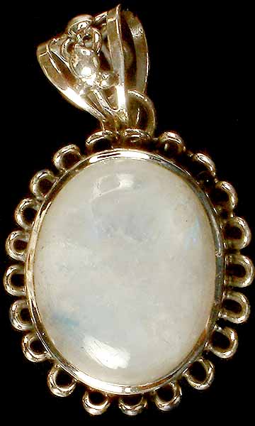 Oval Rainbow Moonstone Pendant