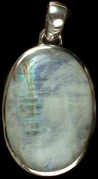 Oval Rainbow Moonstone Pendant