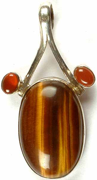 Oval Tiger Eye Pendant With Carnelian