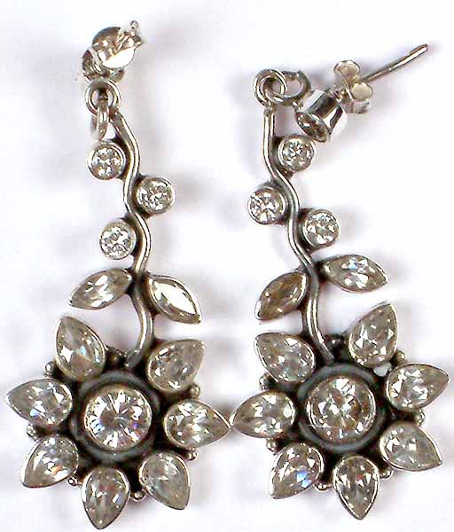 Pair of Faceted Cubic Zirconia Flowers
