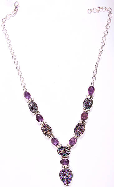 Peacockolite and Amethyst Necklace