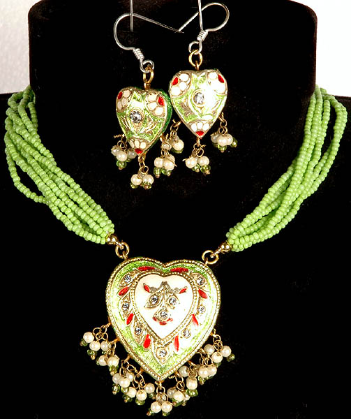 Pear Valentine Necklace and Matching Earrings