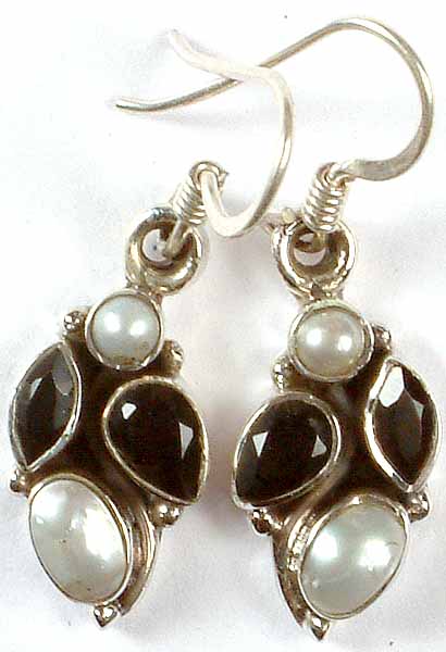 Pearl & Faceted Black Onyx Earrings