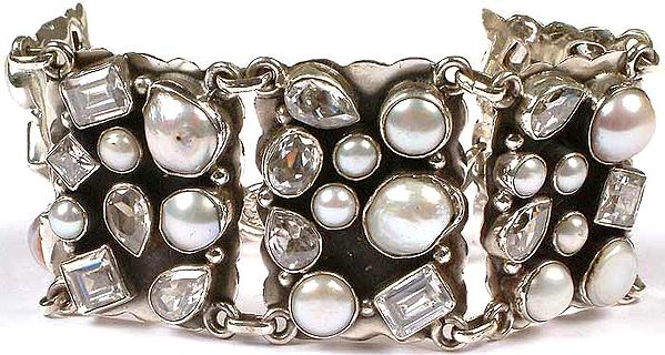 Pearl & Faceted Zircon Bracelet