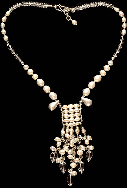 Pearl and Crystal Necklace with Shower