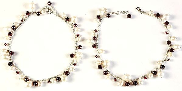 Pearl and Garnet Anklets (Price Per Pair)