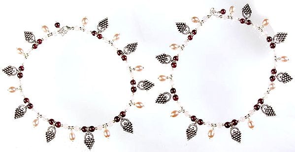 Pearl and Garnet Anklets (Price Per Pair)
