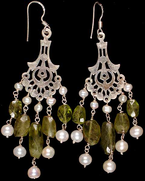 Pearl and Peridot Chandeliers