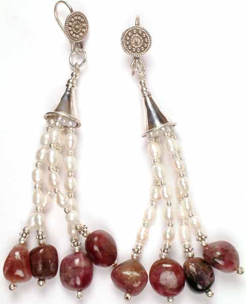 Pearl and Tourmaline Earrings