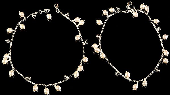 Pearl Anklets with Crystal (Price Per Pair)