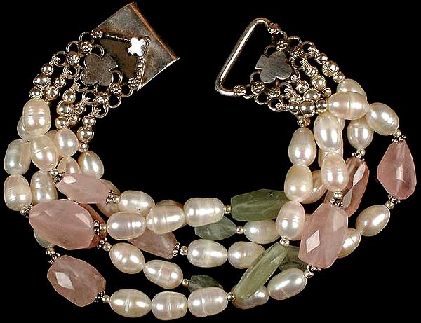 Pearl, Aquamarine & Rose Quartz Bracelet