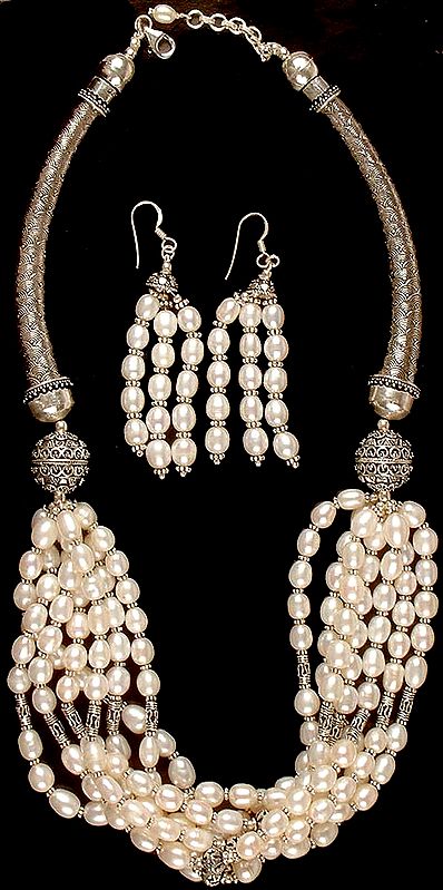 Pearl Choker with Matching Earrings from Rajasthan