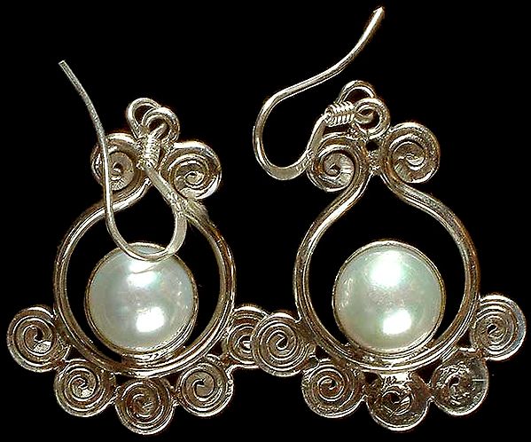 Pearl Earrings with Spirals