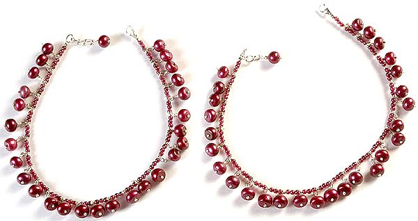 Pearl Onions Anklets with Garnet (Price Per Pair)
