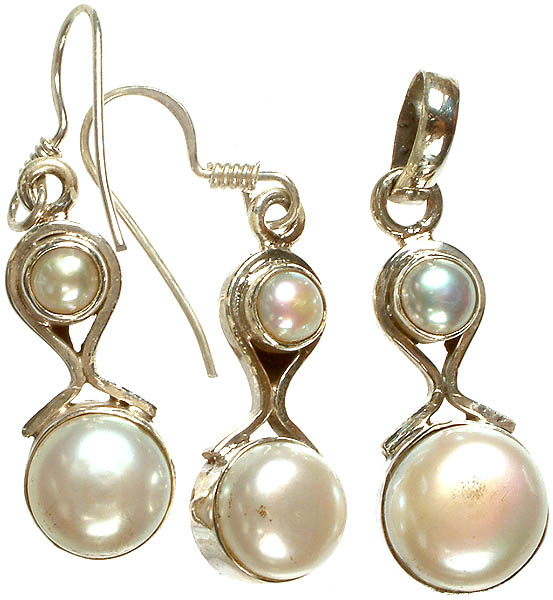 Pearl Pendant with Earrings Set