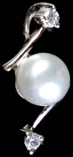 Pearl Pendant with Twin CZ