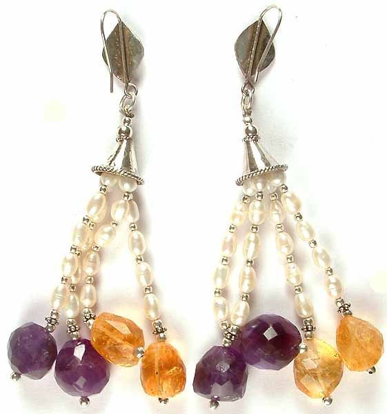 Pearl Shower with Faceted Amethyst and Citrine