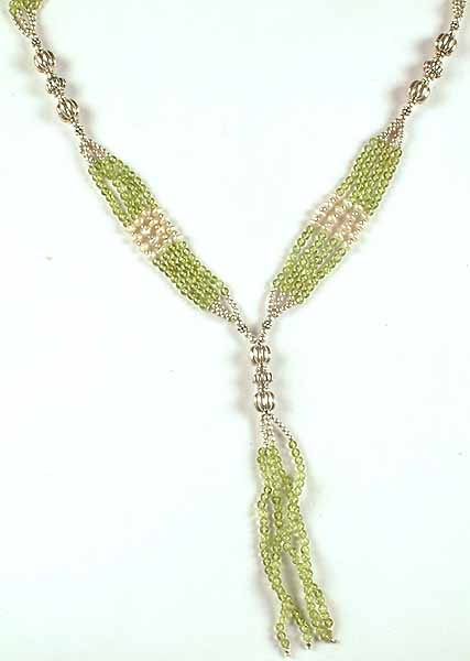 Peridot Beaded Necklace with Pearl