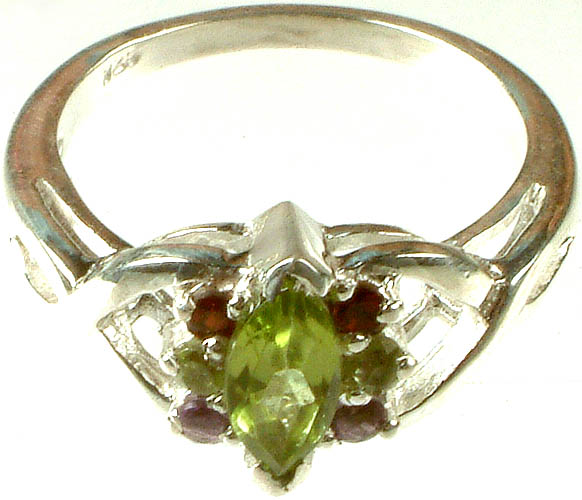 Peridot Marquis Ring with Gemstones