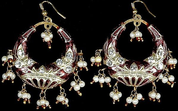 Persian Red Cradle Earrings with Golden Accents