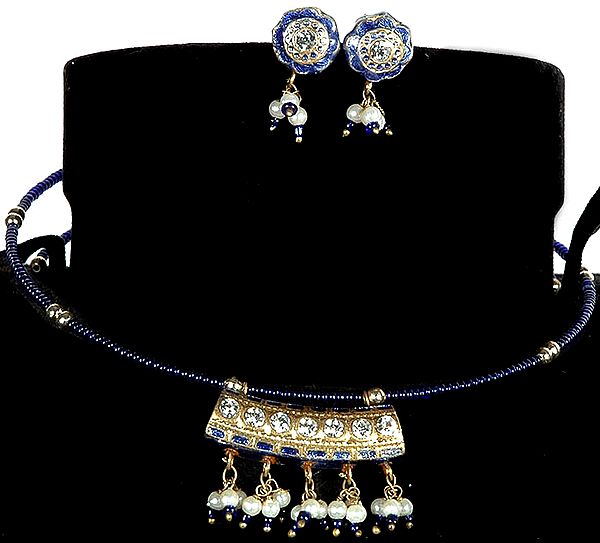 Persian-Blue Choker and Earrings