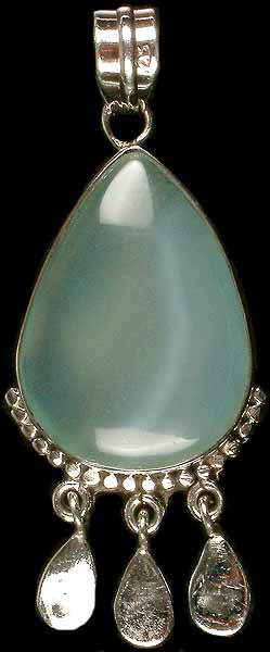 Peru Chalcedony Tear Drop with Sterling Dangles