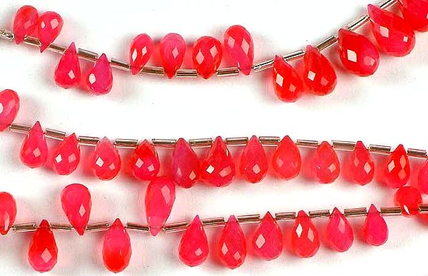 Pink Chalcedony Faceted Drops