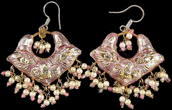 Pink Designer Earrings with Dangles