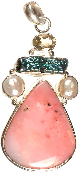 Pink Opal and Pearl Pendant