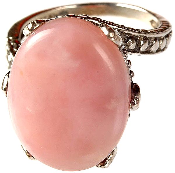 Pink Opal Oval Finger Ring